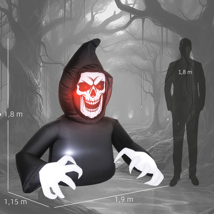 Nafukovací halloweenská smrtka s LED osvětlením a dmychadlem