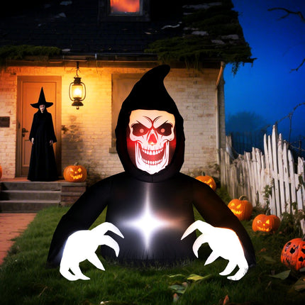 Nafukovací halloweenská smrtka s LED osvětlením a dmychadlem