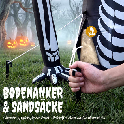 Inflatable Halloween Skeleton with LED Lights, 210T Polyester