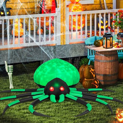 Nafukovací halloweenský pavouk, otáčivé LED osvětlení, 200cm
