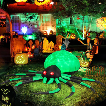 Nafukovací halloweenský pavouk, otáčivé LED osvětlení, 200cm