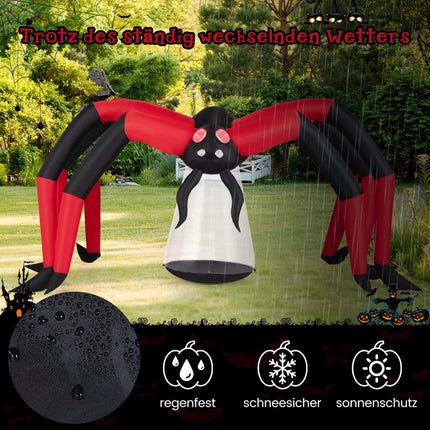 Nafukovací halloweenský pavouk s LED očima, 313 cm