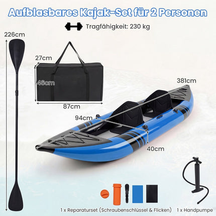 Inflatable Kayak Set with Aluminum Paddles & EVA Seats