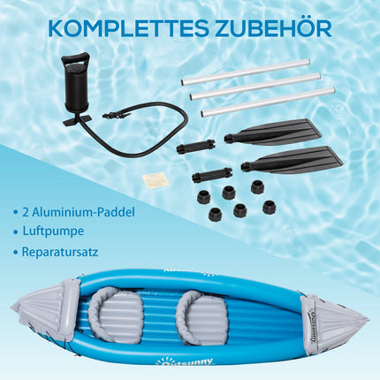 Nafukovací kajak pro 2 osoby, PVC, modrá/šedá, vzduchová komora