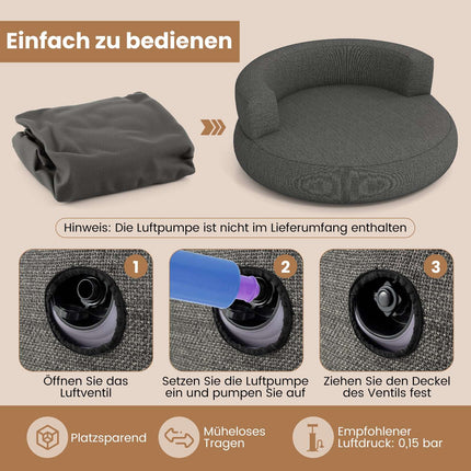Nafukovací relaxační pohovka se snímatelným potahem, šedá