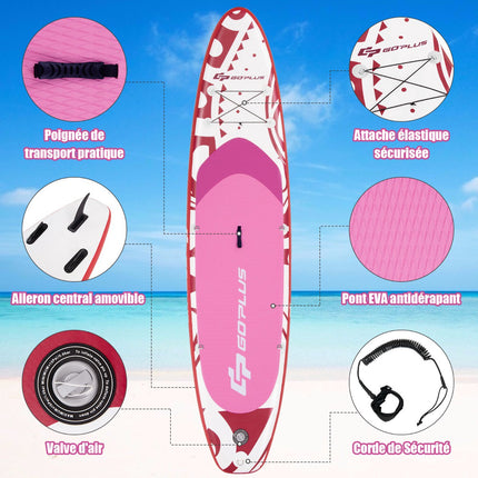 Nafukovací paddleboard 325x76x16cm, set, růžová