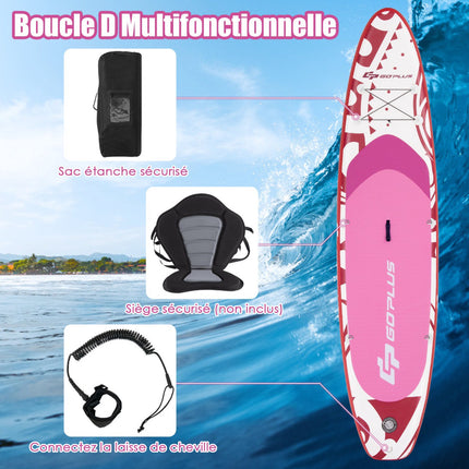 Nafukovací paddleboard 325x76x16cm, set, růžová