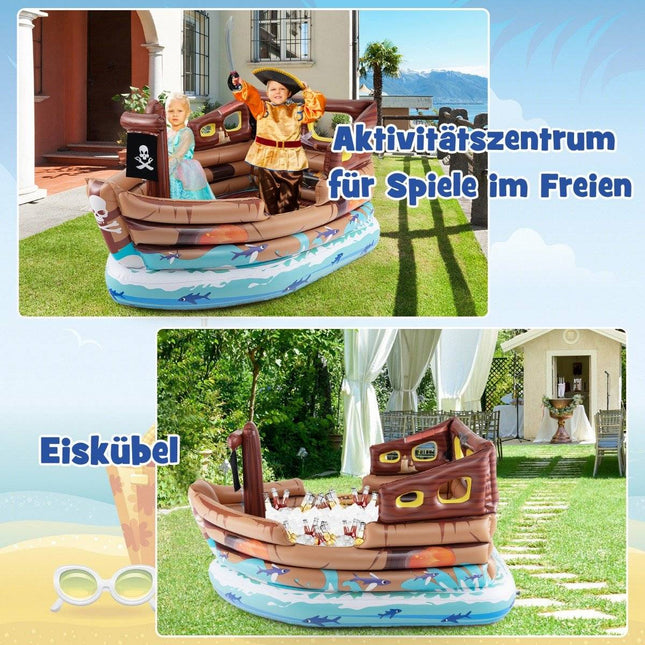Nafukovací pirátská loď, hrací domeček s vestavěným motorem 203 x 138 x 138 cm, vícebarevná