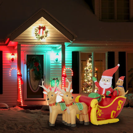 Nafukovací Santa Claus se saněmi a LED osvětlením 230cm