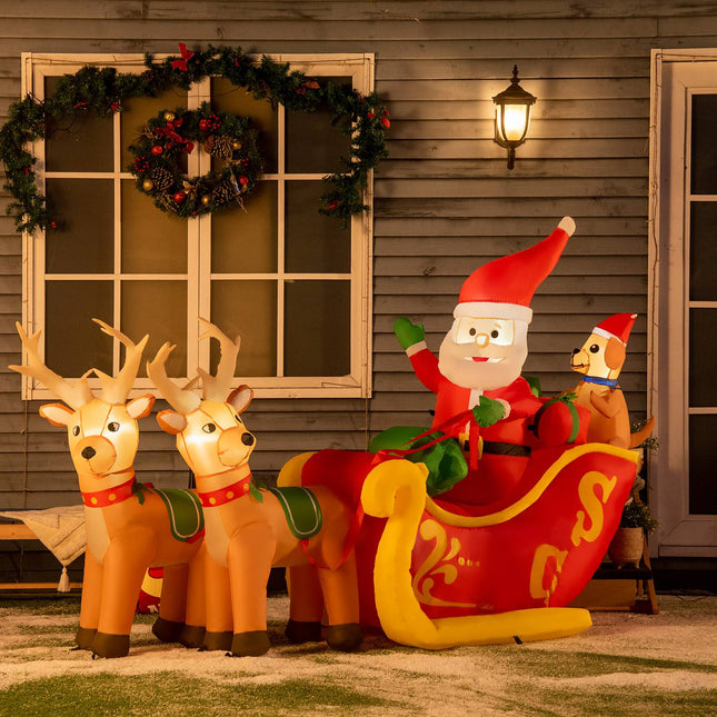 Inflatable Santa Claus with sleigh and LED light 230cm