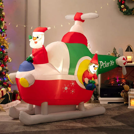 Nafukovací Santa ve vrtulníku, 180cm, LED venkovní dekorace