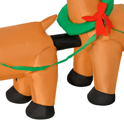 Inflatable Santa Sleigh with Reindeer, LED Lights, 240cm
