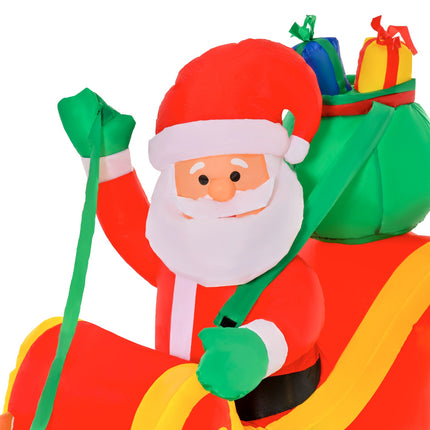 Inflatable Santa Sleigh with Reindeer, LED Lights, 240cm