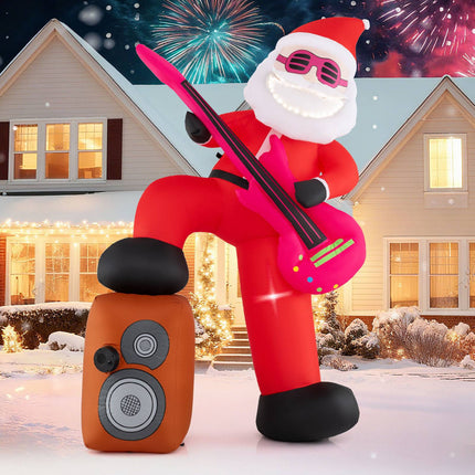 Nafukovací Santa s kytarou, hudbou a LED osvětlením, 180 cm