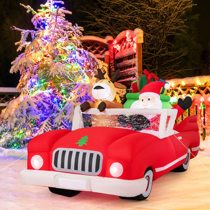 Nafukovací Santa v autě s 9 LED světly, 2.35 m