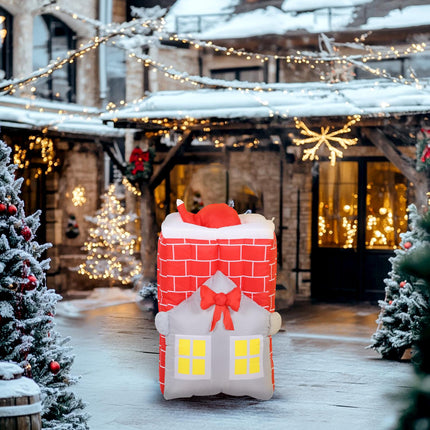 Nafukovací Santa v komíně s LED světly a dmychadlem