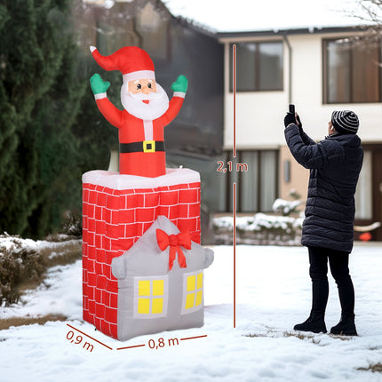 Nafukovací Santa v komíně s LED světly a dmychadlem