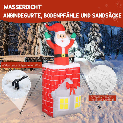 Nafukovací Santa v komíně s LED světly a dmychadlem