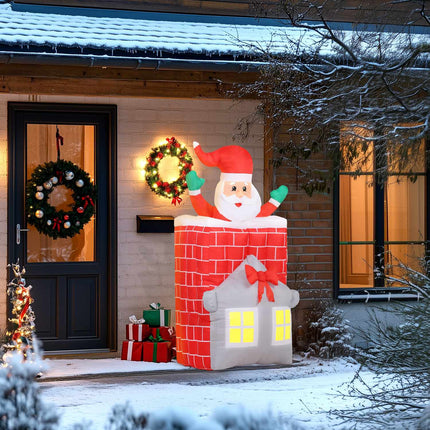 Nafukovací Santa v komíně s LED světly a dmychadlem
