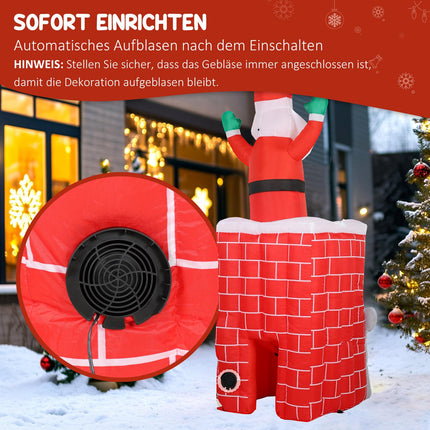 Nafukovací Santa v komíně s LED světly a dmychadlem