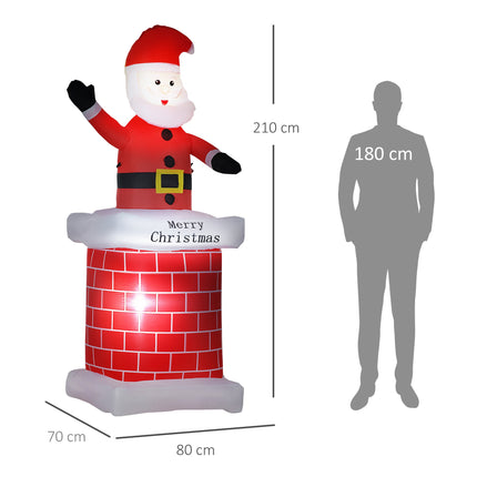 Inflatable Santa with Chimney, LED Lights, 210 cm