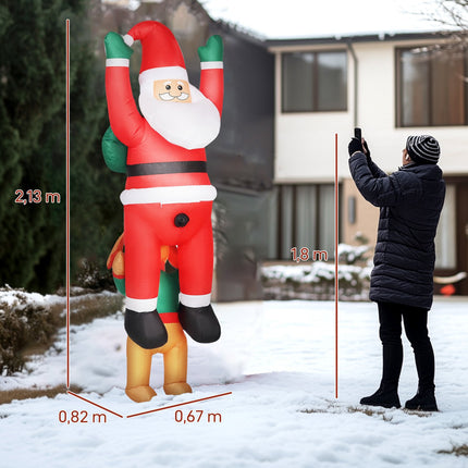 Nafukovací Santa se psem a LED světly, 214 cm