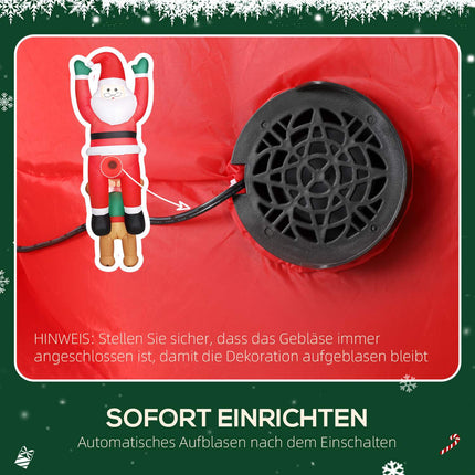 Nafukovací Santa se psem a LED světly, 214 cm