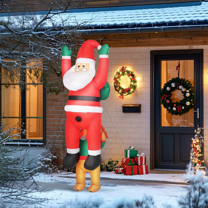 Nafukovací Santa se psem a LED světly, 214 cm