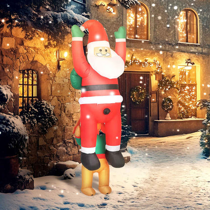Nafukovací Santa se psem a LED světly, 214 cm