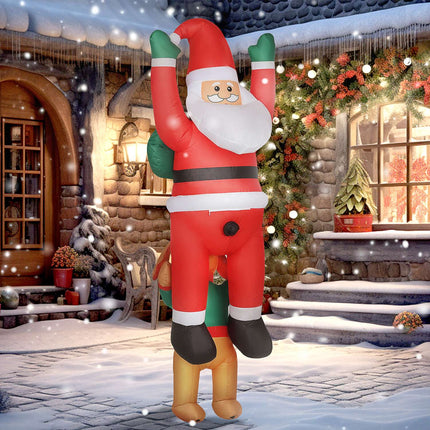 Nafukovací Santa se psem a LED světly, 214 cm