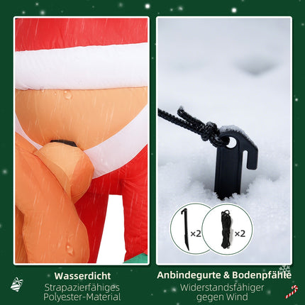 Nafukovací Santa se psem a LED světly, 214 cm