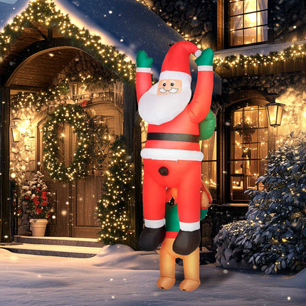 Nafukovací Santa se psem a LED světly, 214 cm
