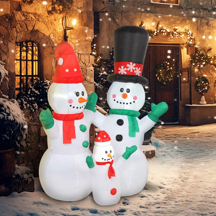 Inflatable Snowman Family, 1.8m Christmas Decor with LEDs