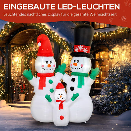 Inflatable Snowman Family, 1.8m Christmas Decor with LEDs