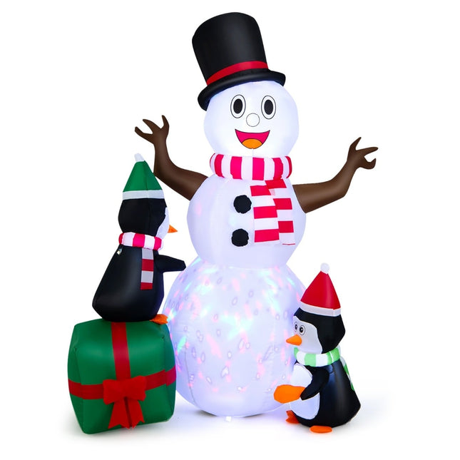 Inflatable Snowman with Penguins, LED Lights, 180 cm