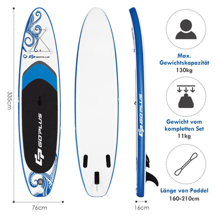Nafukovací paddleboard s ovládáním pro surfing 325/335 x 76 x 16 cm, modrá-L