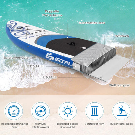 Nafukovací paddleboard s ovládáním pro surfing 325/335 x 76 x 16 cm, modrá-L