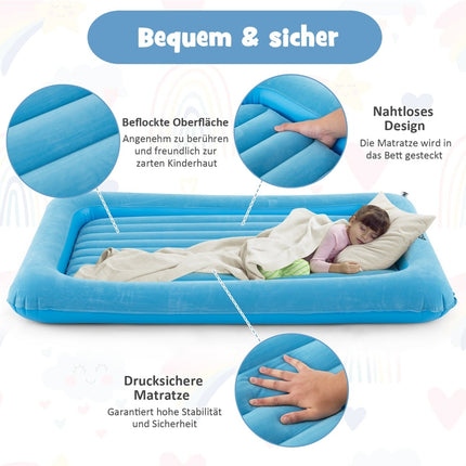 Inflatable Toddler Travel Bed with Pump & Carry Bag