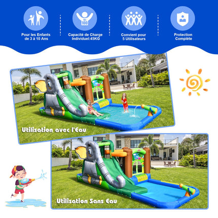Inflatable Water Park With Slide, 580W Blower Included