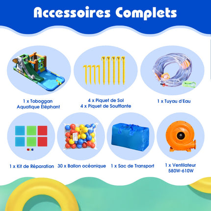Inflatable Water Park With Slide, 580W Blower Included