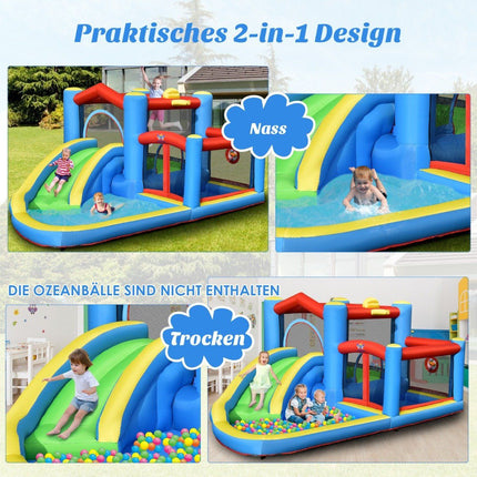 Nafukovací vodní skluzavka, zahradní vodní park pro batolata 410 x 310 x 191 cm, barevná