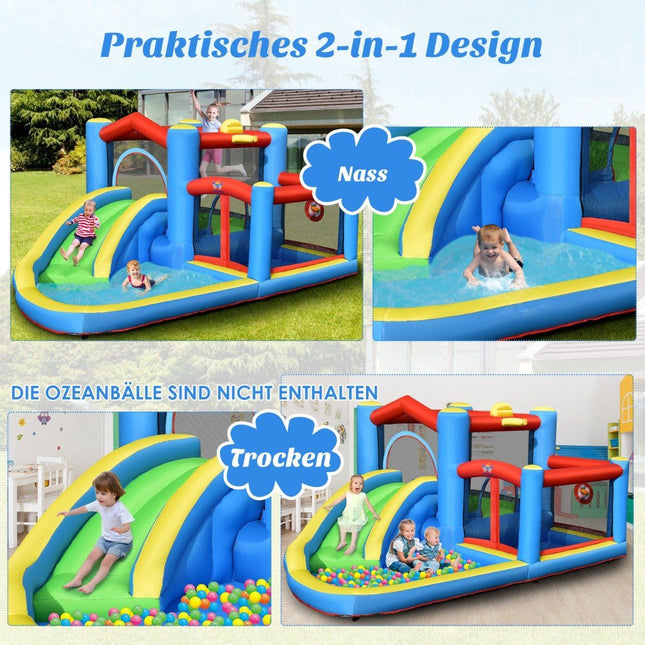 Nafukovací vodní skluzavka, zahradní vodní park pro batolata 410 x 310 x 191 cm, barevná