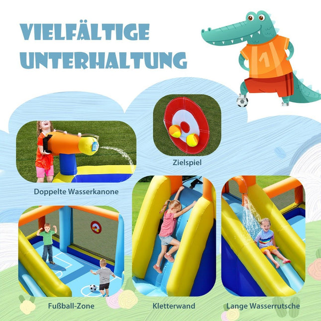 Nafukovací vodní skluzavka s dmychadlem – fotbalový motiv, odolná