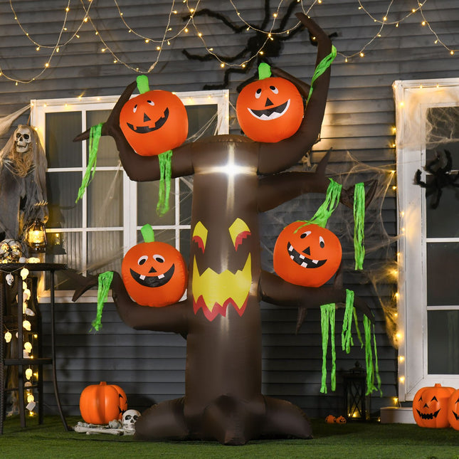 Nafukovací halloweenský strom s dýní a LED osvětlením, 180cm