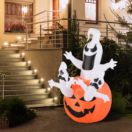 Nafukovací halloweenská dekorace duch s LED, 120x180 cm