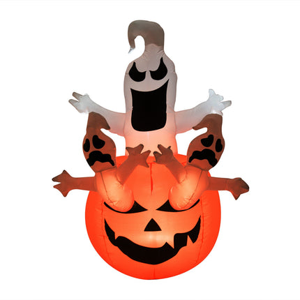 Nafukovací halloweenská dekorace duch s LED, 120x180 cm