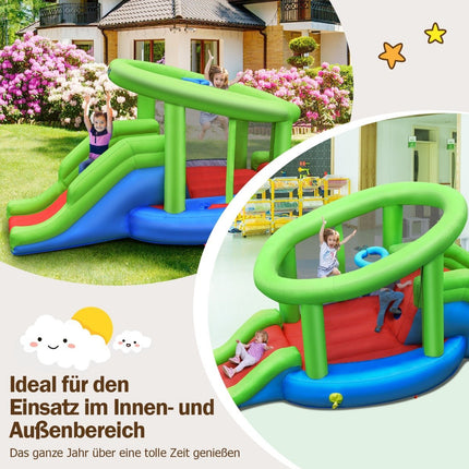 Inflatable snail bouncy castle with 2 slides & basketball hoop 410 x 190 x 197 cm