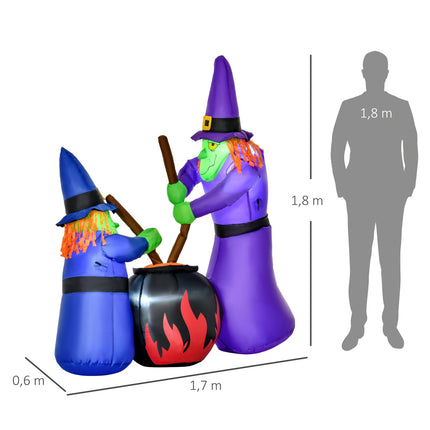 Nafukovací halloweenská dekorace kotlík s LED osvětlením, polyester
