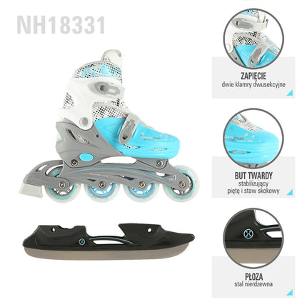 Inline/Ice Skates, 4-in-1, Blue, Size M (35-38)