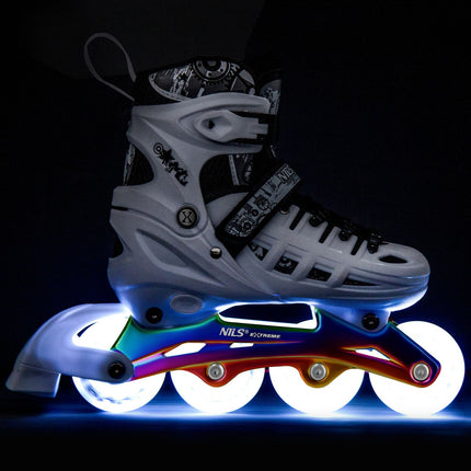 Inlineskates/Rollschuhe, 4-in-1, weiße LED, Größe S (31-34)